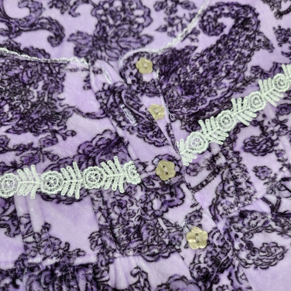 Secret Treasures | Purple Paisley Fleece Lace Trim Midi Sleep-shirt/Gown| 2X 🍆 - Picture 5 of 13